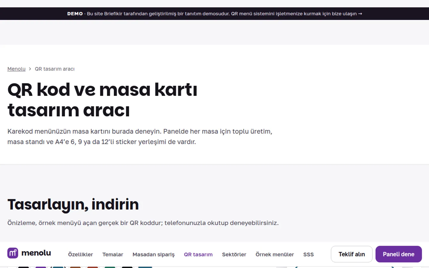 QR kod tasarım aracı: renk, çerçeve ve masa kartı önizlemesi